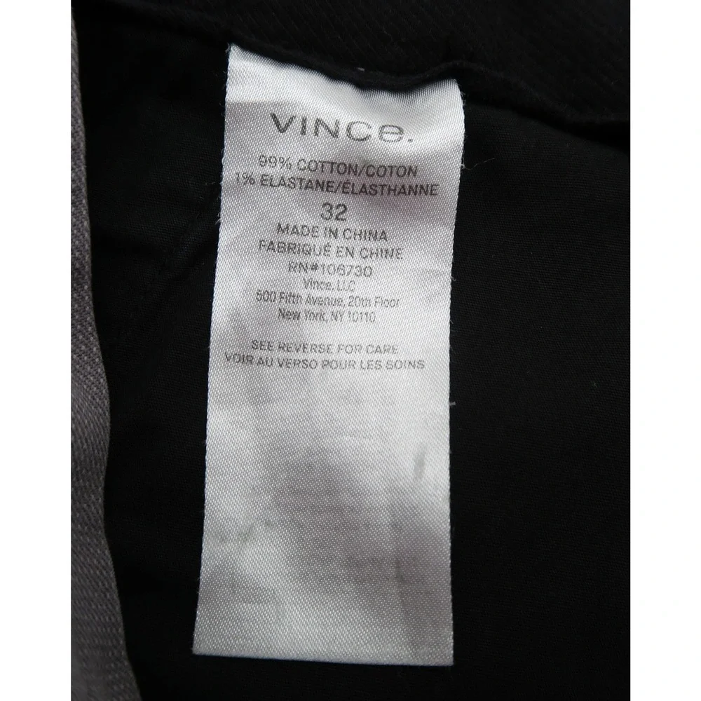 Vince Griffith Slim Fit Chino Pants Mens 32 Grey Cotton Stretch Trousers